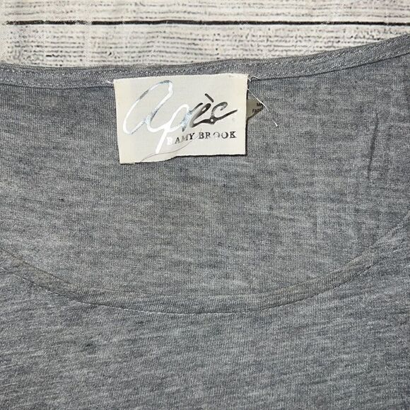 Apres Ramy Brook Heather Gray Long Sleeve Drop Shoulder Thumb Hole Oversized Top - Picture 4 of 8